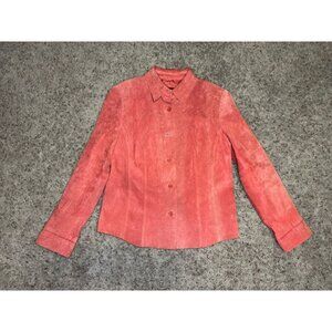 Womens Vintage Burnt Rust Orange Suede Leather Jacket Grunge Streetstyle Sz 6